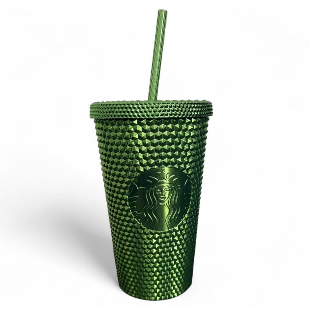 Starbucks 2023 Holiday Metallic Green Studded 16 oz Grande Tumbler Cup NWT